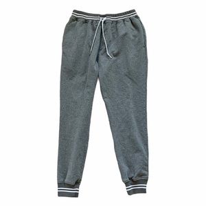 Stampd Joggers Sweatpants Men’s M Varsity Stripe Pocket Gray White Tapered Tie